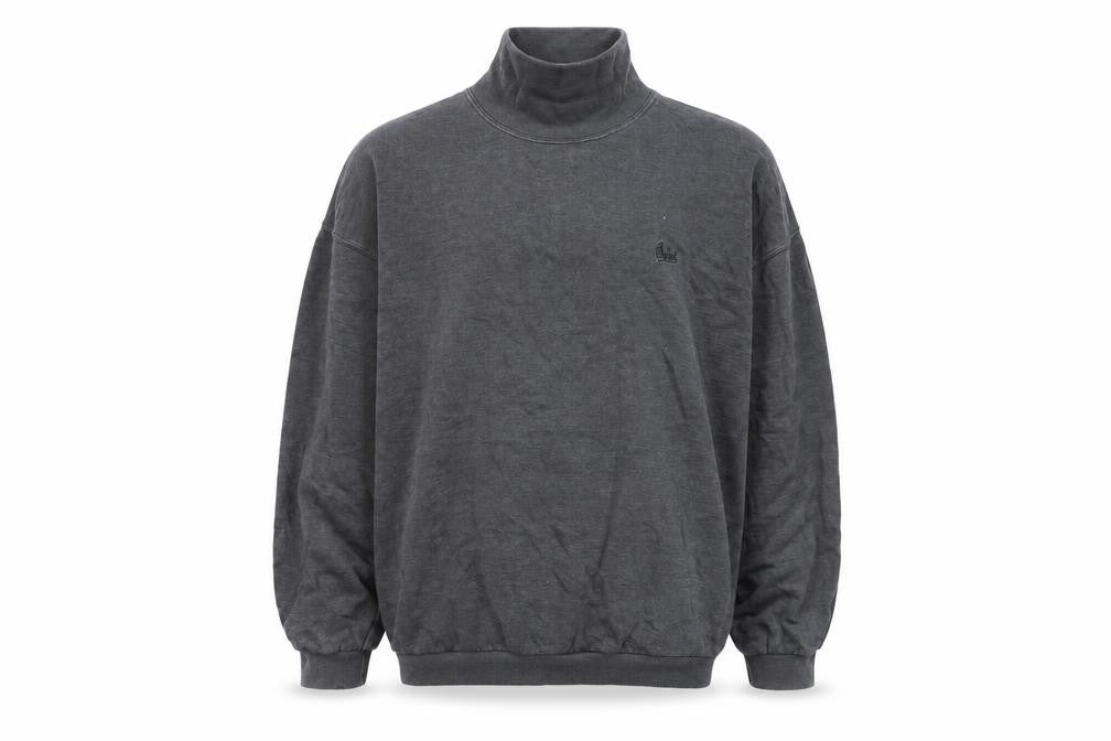 Front view of Wind Sportswear Men's Grey Roll Neck Fleece Sweatshirt XL Pullover