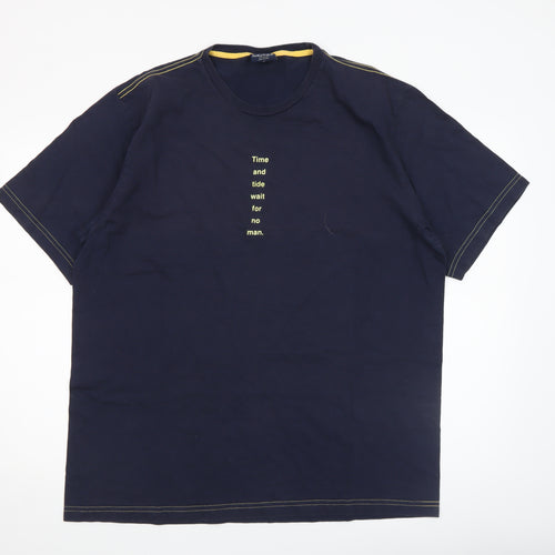 Nautica Men Blue XL Cotton Crew Neck Quote T-Shirt
