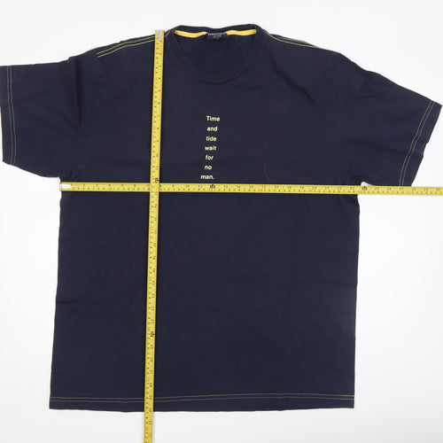 Nautica Men Blue XL Cotton Crew Neck Quote T-Shirt