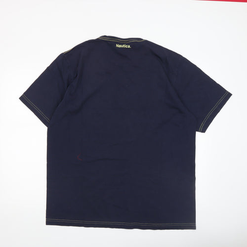 Nautica Men Blue XL Cotton Crew Neck Quote T-Shirt