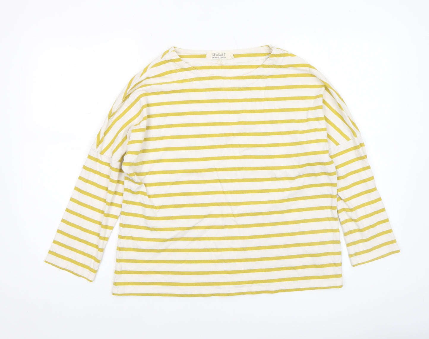Seasalt Women’s Yellow Stripe Organic Cotton Long Sleeve T-Shirt Size 8
