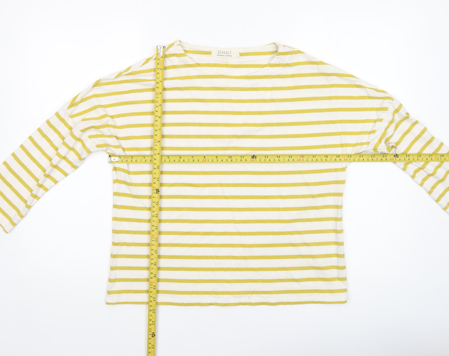Seasalt Women’s Yellow Stripe Organic Cotton Long Sleeve T-Shirt Size 8