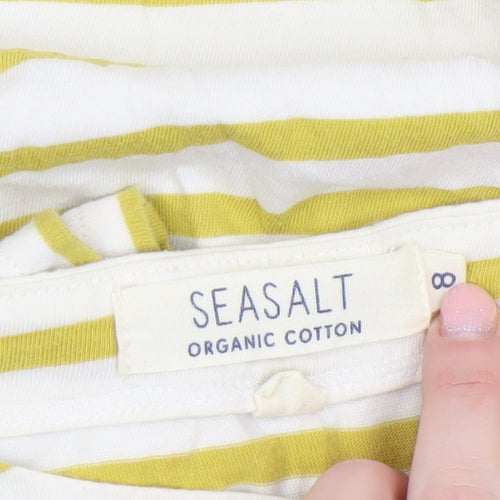 Seasalt Women’s Yellow Stripe Organic Cotton Long Sleeve T-Shirt Size 8