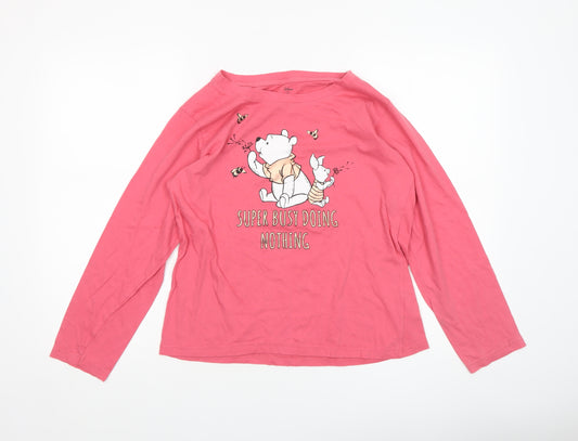 Disney Women’s Pink Winnie the Pooh Long Sleeve T-Shirt Pyjama Top Size 10-12