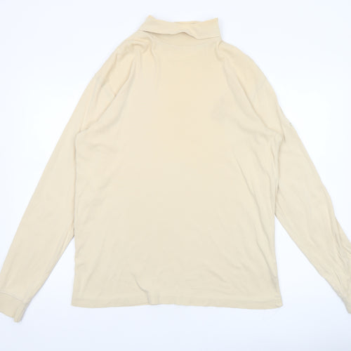 Cotton Traders Men's Beige XL Roll Neck Long Sleeve Cotton Top