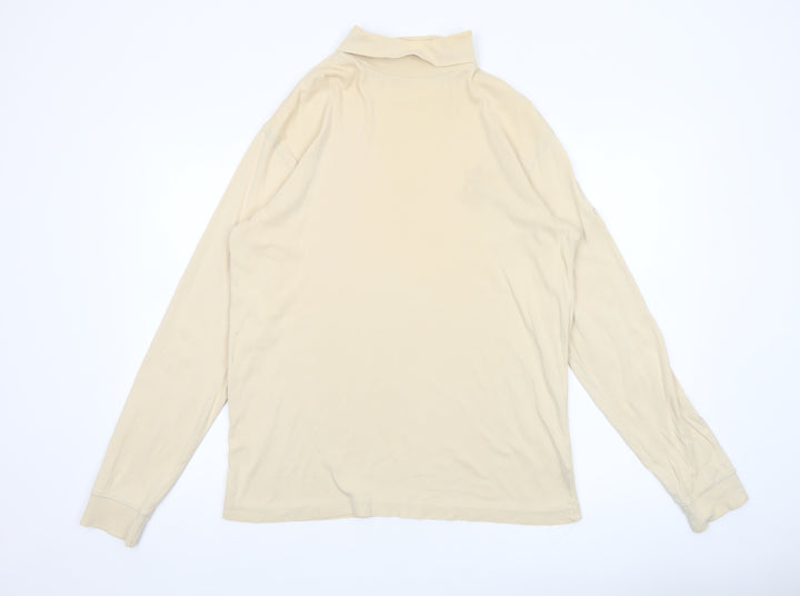 Cotton Traders Men's Beige XL Roll Neck Long Sleeve Cotton Top