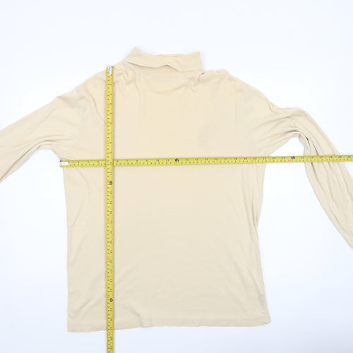 Cotton Traders Men's Beige XL Roll Neck Long Sleeve Cotton Top