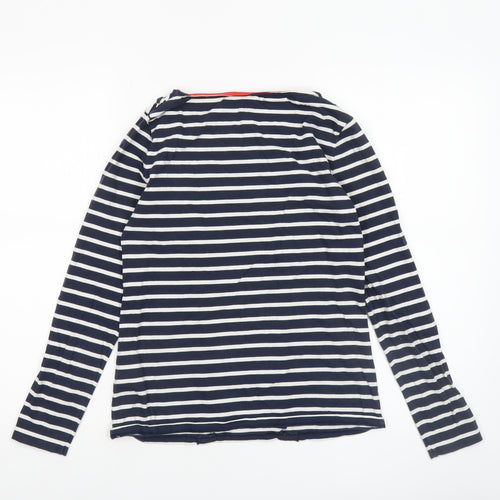 Boden Women’s Blue White Striped Cotton Long Sleeve Ruffle Top Size 8