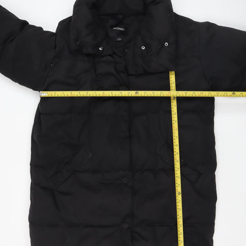 Monki Women's Black Puffer Coat Size S Mid-Length Polyester Winter Jacket