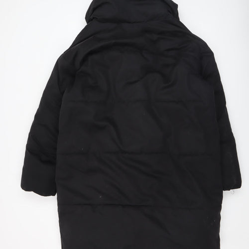 Monki Women's Black Puffer Coat Size S Mid-Length Polyester Winter Jacket