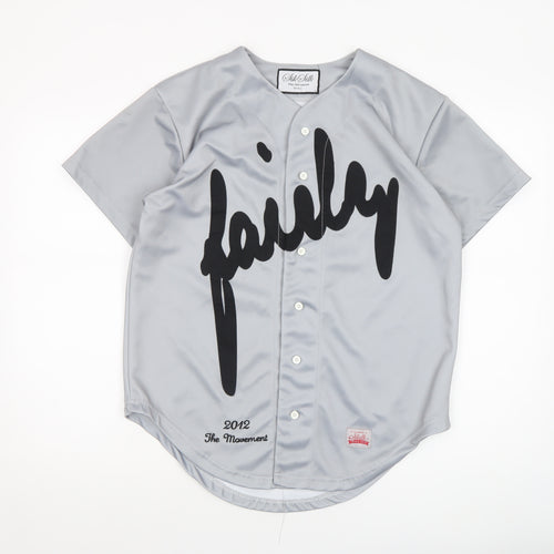SikSilk Men's Grey Baseball Style Button-Up Shirt Size S