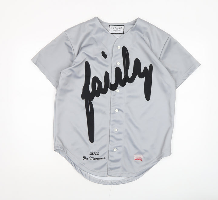 SikSilk Men's Grey Baseball Style Button-Up Shirt Size S