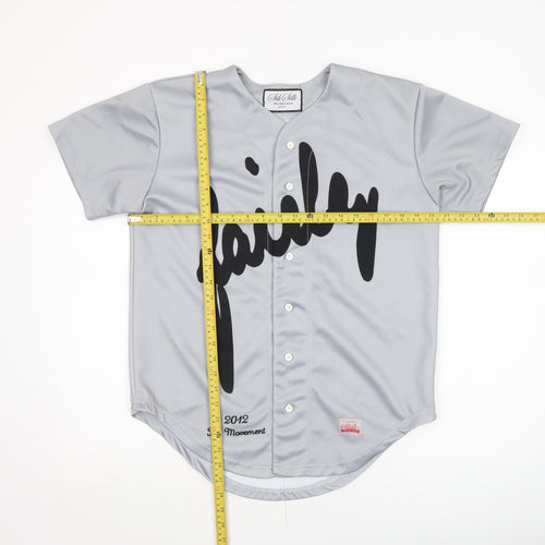 SikSilk Men's Grey Baseball Style Button-Up Shirt Size S