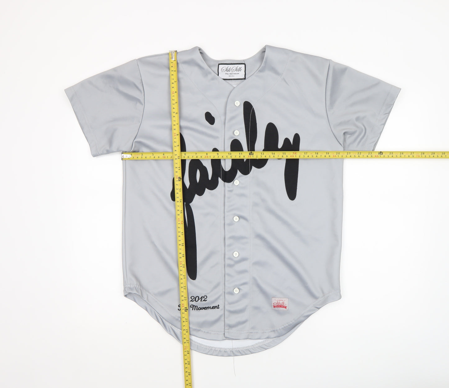 SikSilk Men's Grey Baseball Style Button-Up Shirt Size S