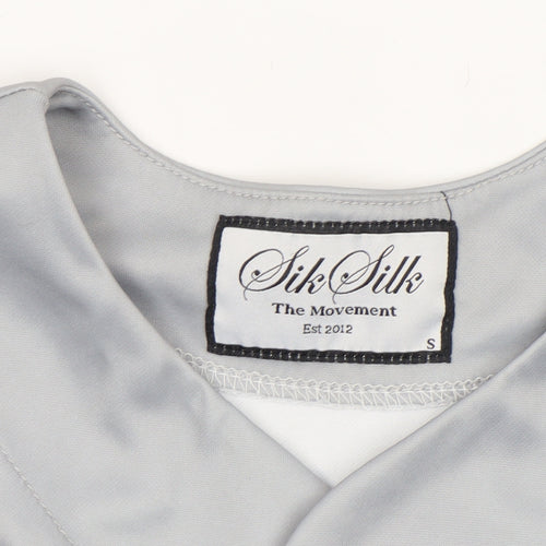 SikSilk Men's Grey Baseball Style Button-Up Shirt Size S