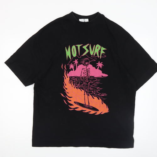 Collusion Men's Black XS Graphic Surf Skeleton T-Shirt