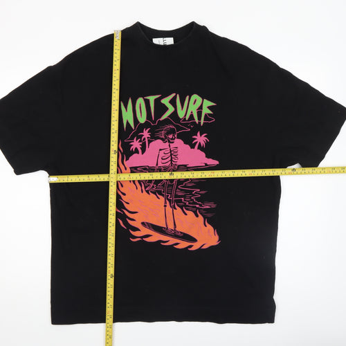 Collusion Men's Black XS Graphic Surf Skeleton T-Shirt
