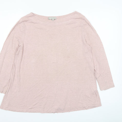 Hobbs Women Pink Viscose Boat Neck 3/4 Sleeve Basic Top Size M