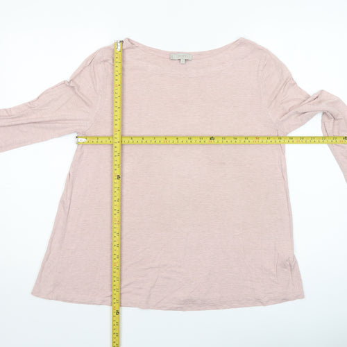 Hobbs Women Pink Viscose Boat Neck 3/4 Sleeve Basic Top Size M