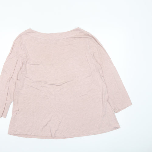 Hobbs Women Pink Viscose Boat Neck 3/4 Sleeve Basic Top Size M