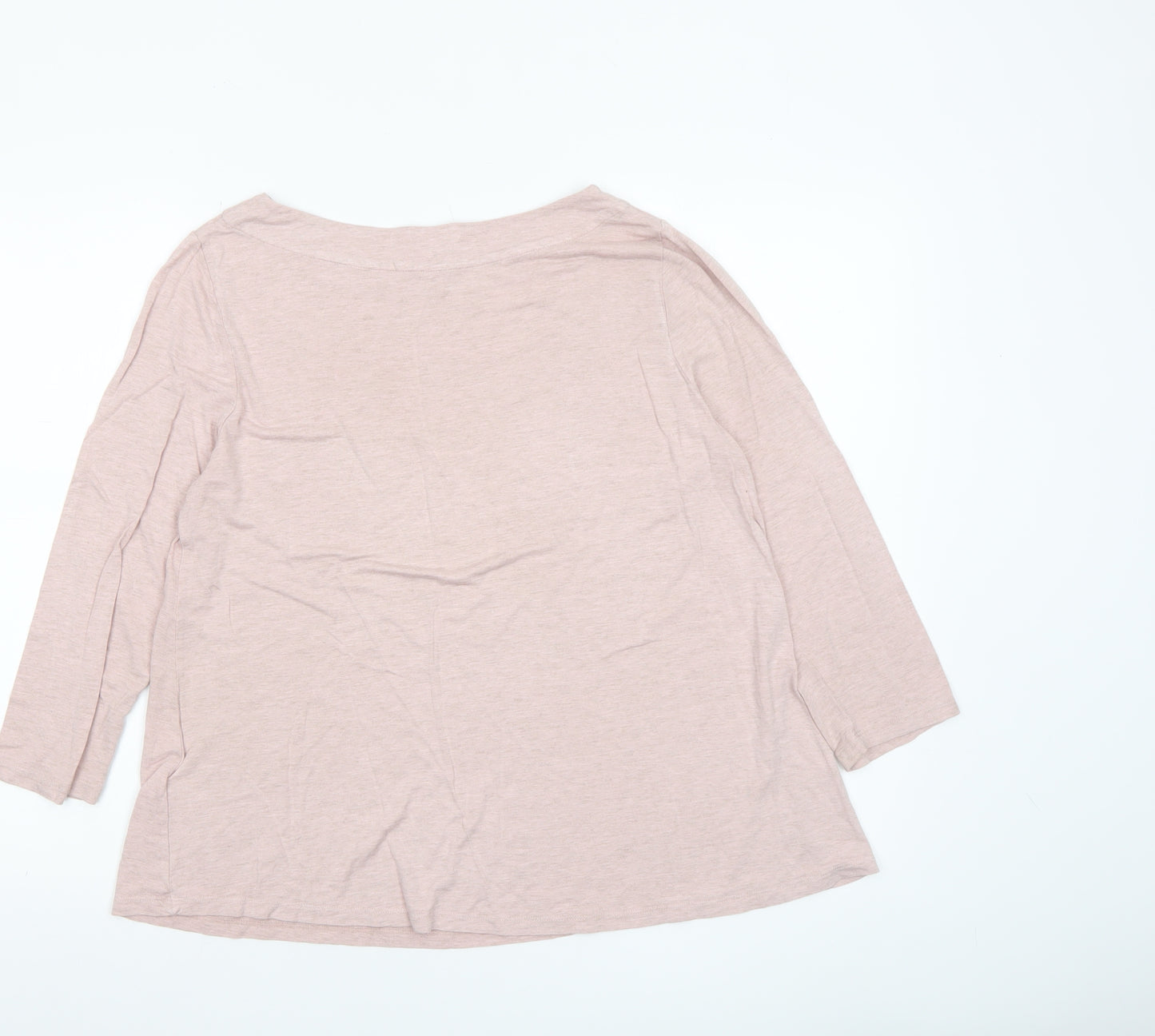 Hobbs Women Pink Viscose Boat Neck 3/4 Sleeve Basic Top Size M