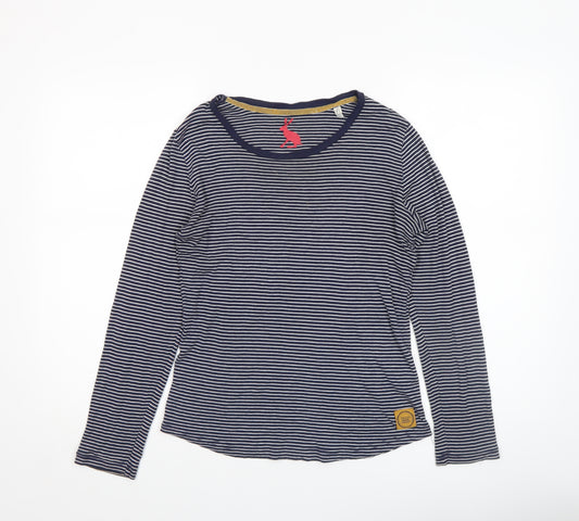 Joules Womens Blue Striped Long Sleeve Cotton Modal T-Shirt Size 10