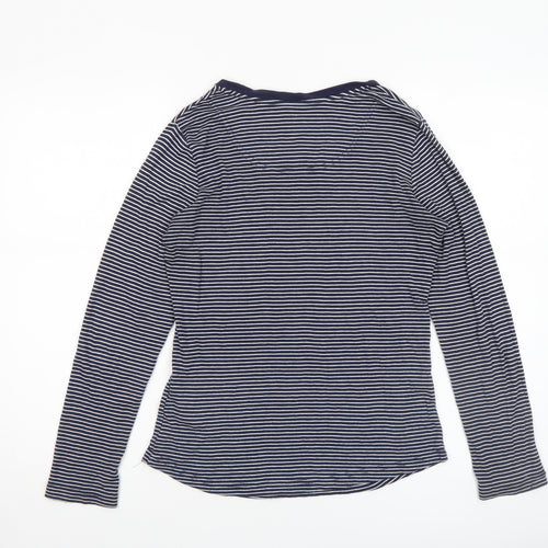 Joules Womens Blue Striped Long Sleeve Cotton Modal T-Shirt Size 10