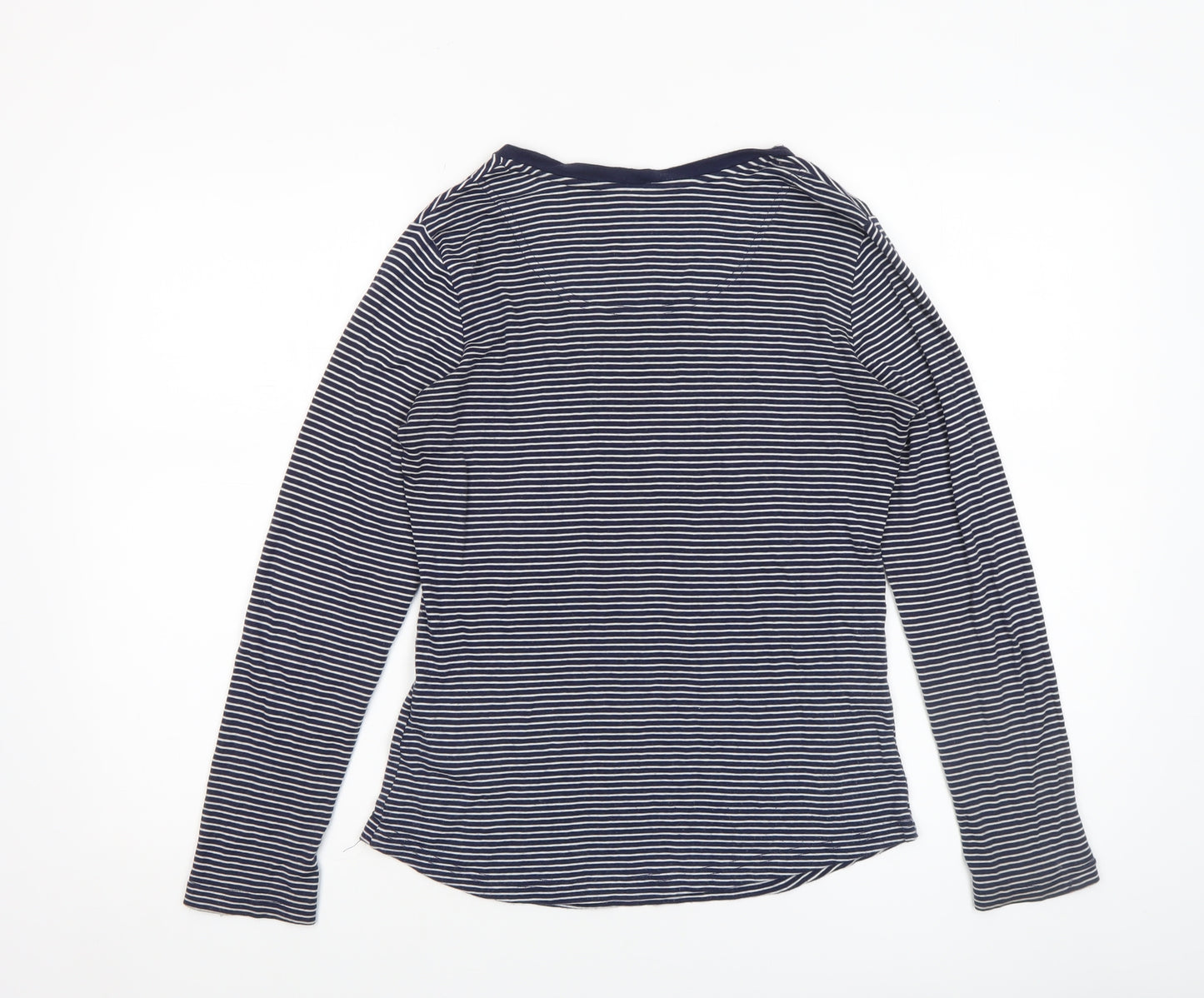 Joules Womens Blue Striped Long Sleeve Cotton Modal T-Shirt Size 10