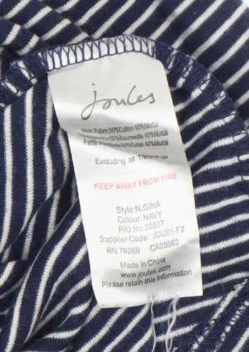 Joules Womens Blue Striped Long Sleeve Cotton Modal T-Shirt Size 10