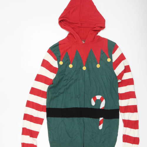 Brave Soul Men's Multicoloured Small Elf Hooded Christmas Jumper