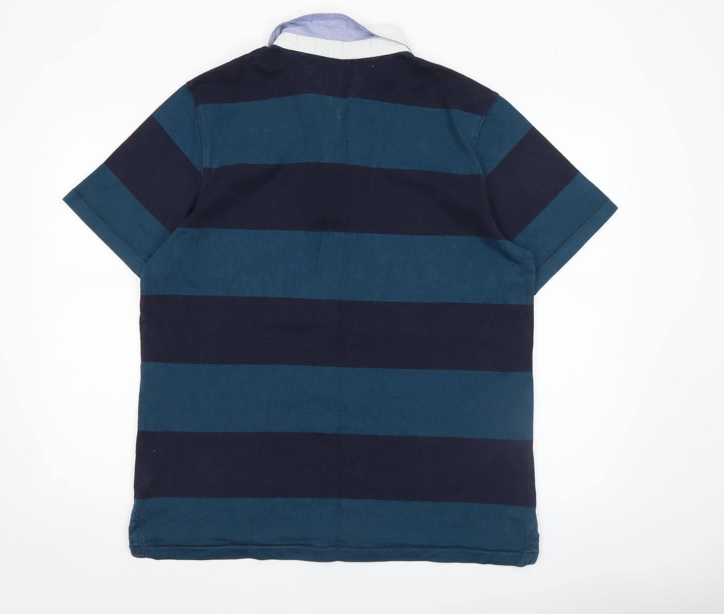 Wolsey Men’s Blue Striped Short Sleeve Cotton Polo Shirt Size L