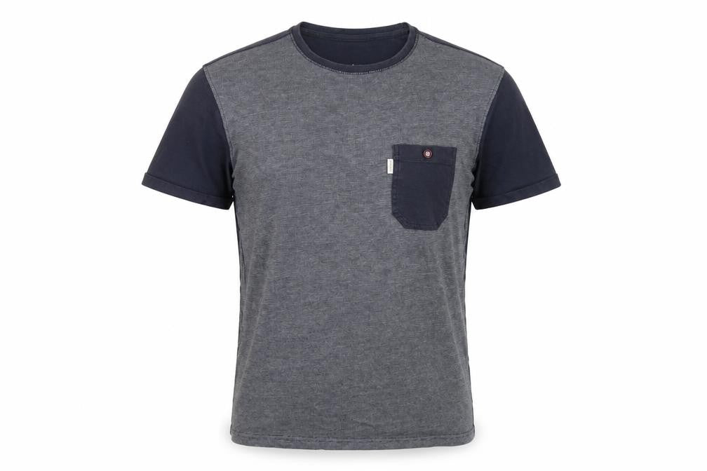 883 Police Men Grey Colourblock Cotton T-Shirt Size M Crew Neck Short Sleeve