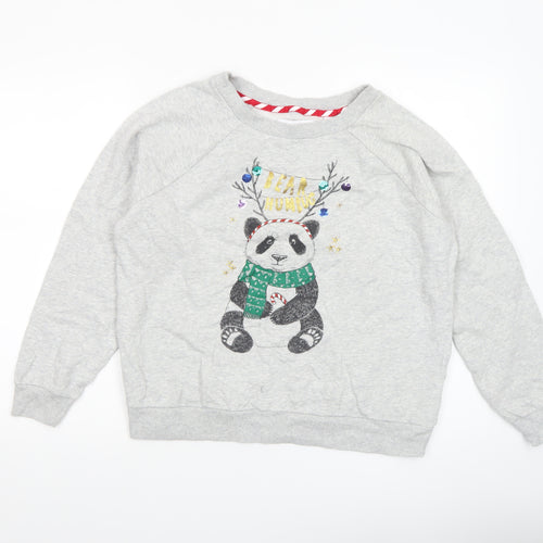 Next Womens Grey Christmas Panda Sweatshirt Medium 100% Cotton