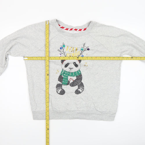 Next Womens Grey Christmas Panda Sweatshirt Medium 100% Cotton