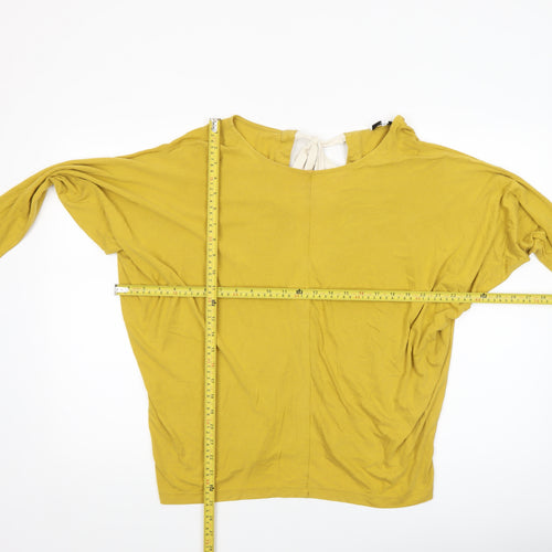 Reiss Women’s Yellow V-Neck Long Sleeve Tunic Blouse Size M