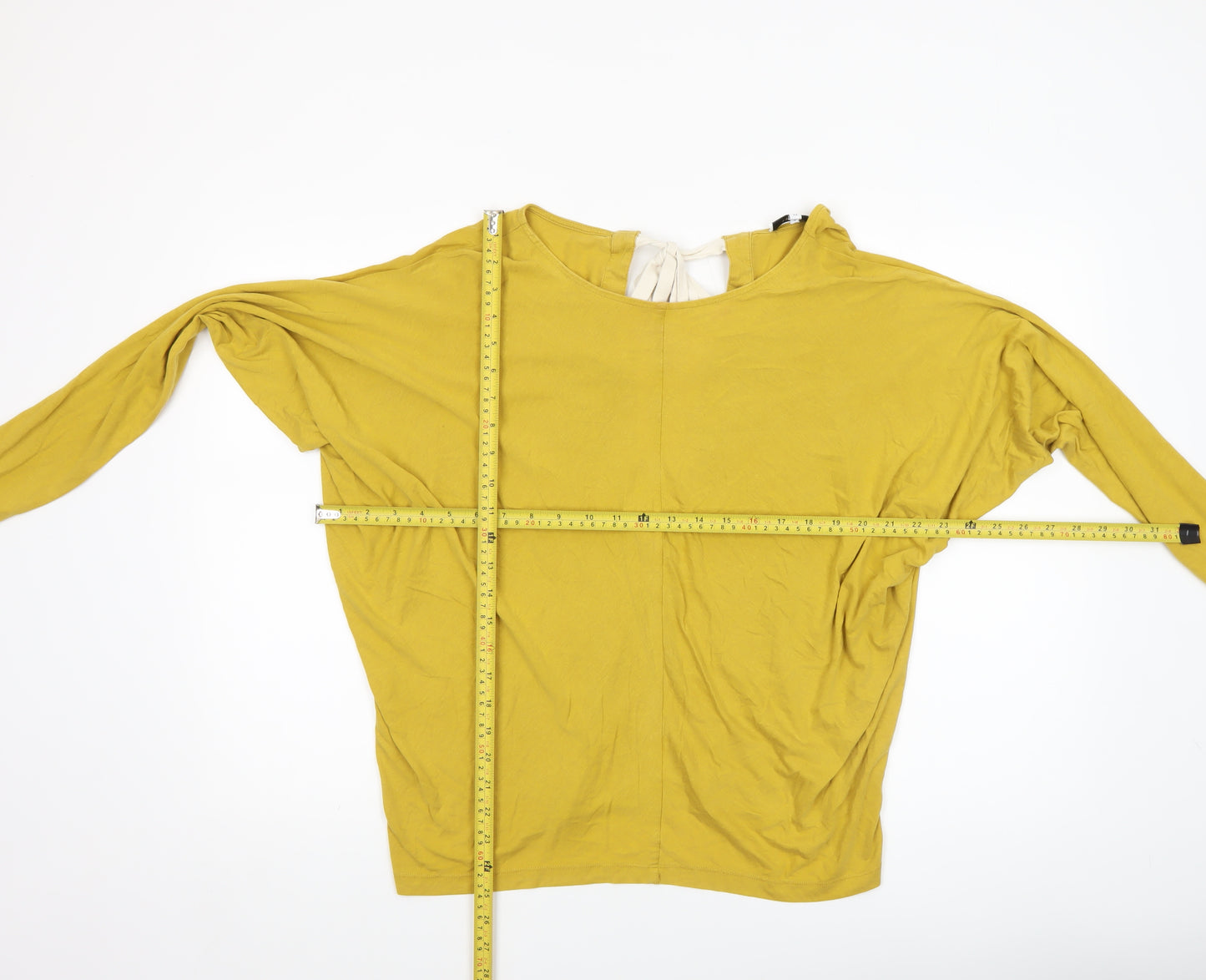 Reiss Women’s Yellow V-Neck Long Sleeve Tunic Blouse Size M