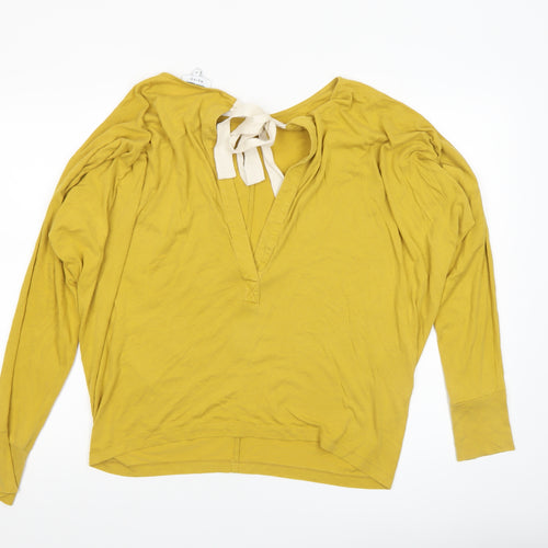 Reiss Women’s Yellow V-Neck Long Sleeve Tunic Blouse Size M