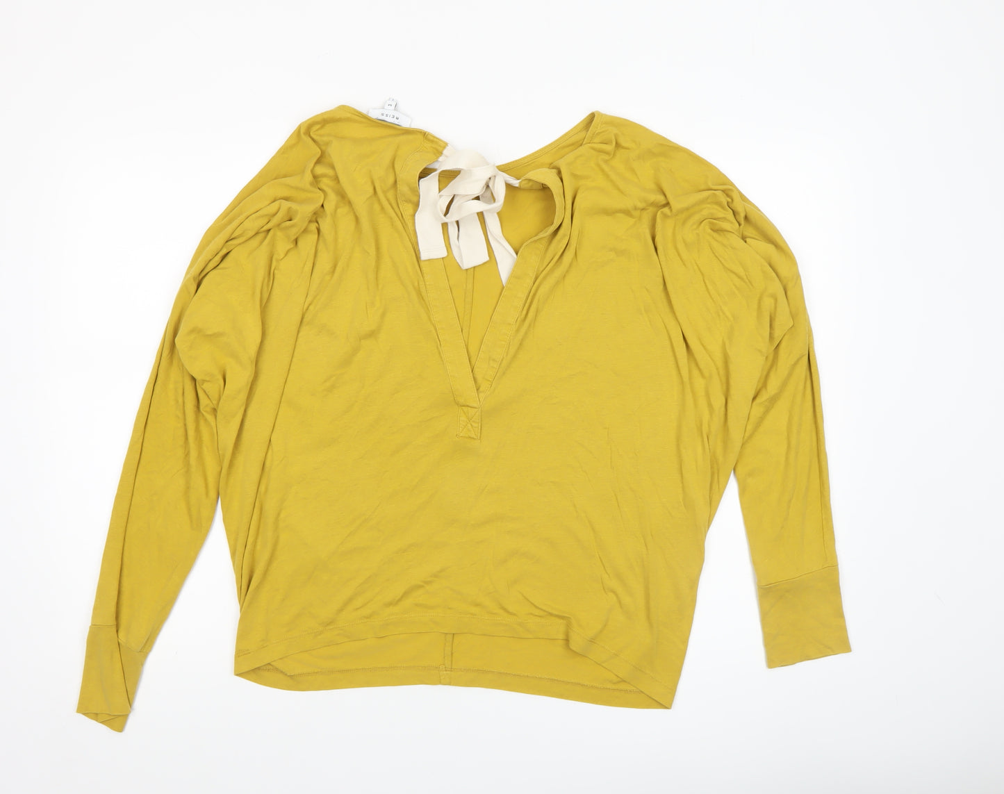 Reiss Women’s Yellow V-Neck Long Sleeve Tunic Blouse Size M