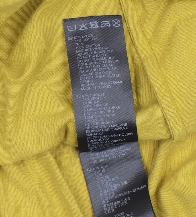 Reiss Women’s Yellow V-Neck Long Sleeve Tunic Blouse Size M