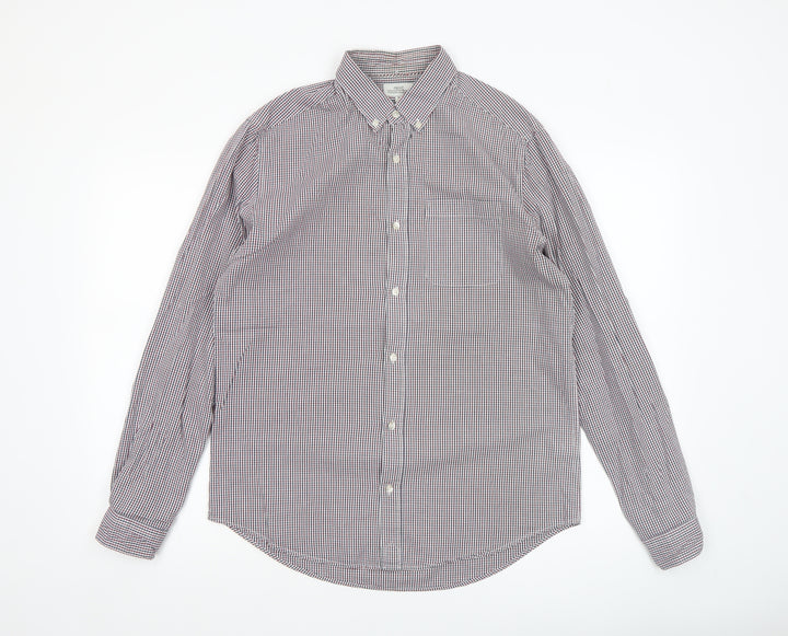 Next Men's Multicoloured Check Cotton Button-Up Shirt Size M