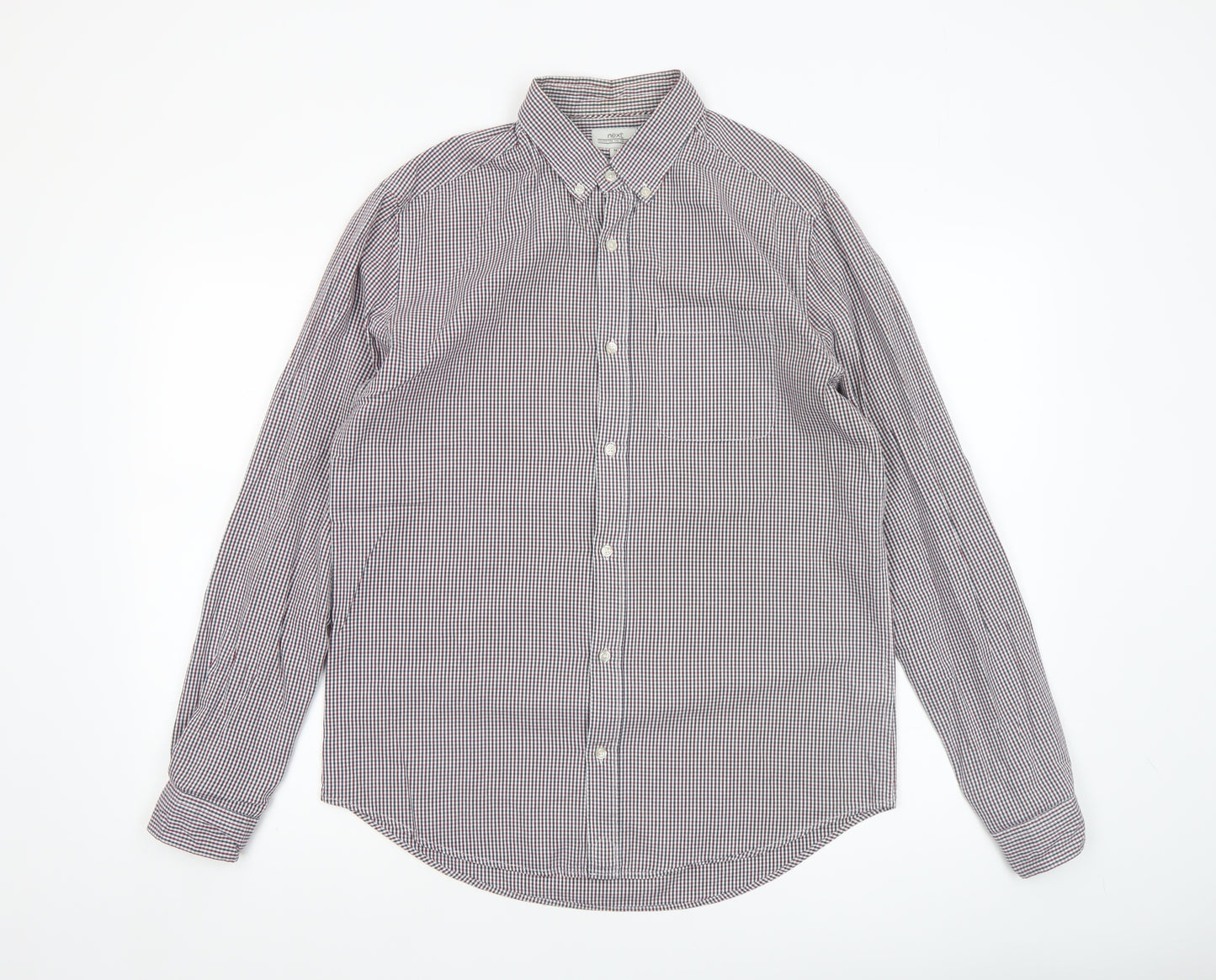 Next Men's Multicoloured Check Cotton Button-Up Shirt Size M