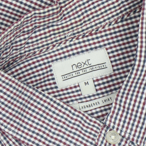 Next Men's Multicoloured Check Cotton Button-Up Shirt Size M