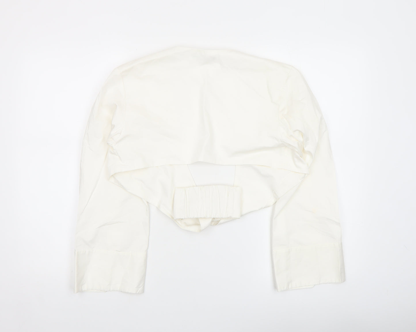 ZARA Women Ivory Cropped Button Blouse Size 8 Long Sleeve