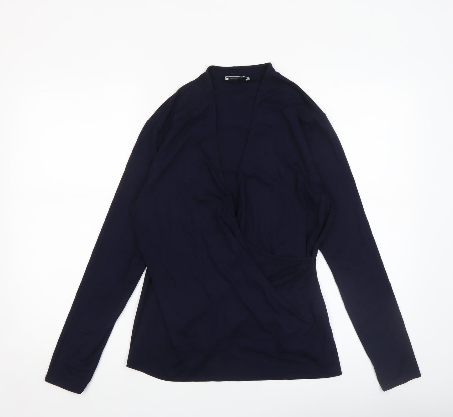 Windsmoor Women's Blue Wrap V-Neck Jersey Long Sleeve Blouse Size S