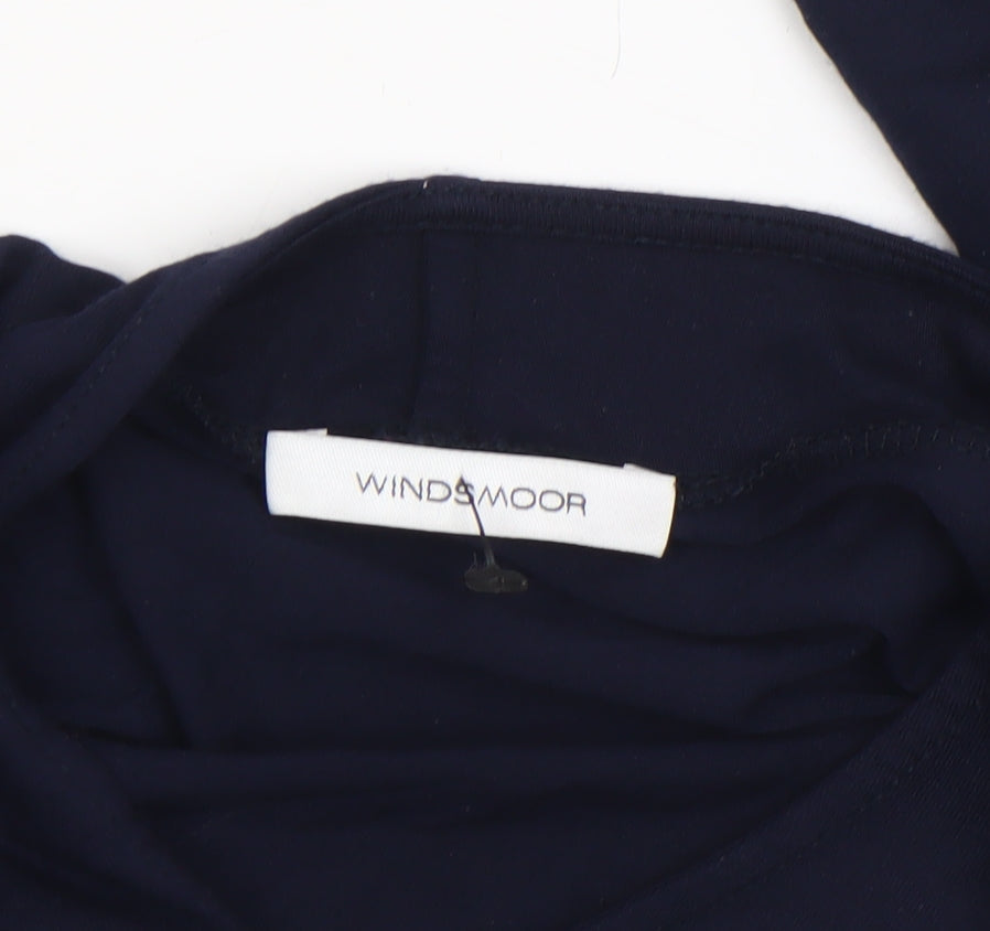 Windsmoor Women's Blue Wrap V-Neck Jersey Long Sleeve Blouse Size S