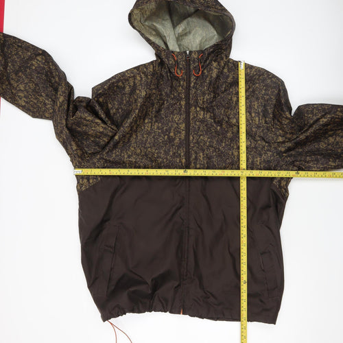 Decathlon Men’s Brown Camouflage XL Windbreaker Hooded Jacket