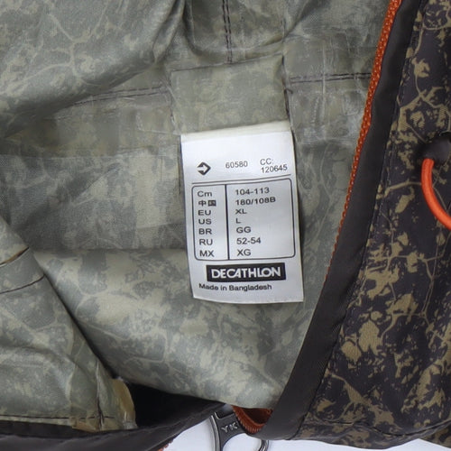 Decathlon Men’s Brown Camouflage XL Windbreaker Hooded Jacket