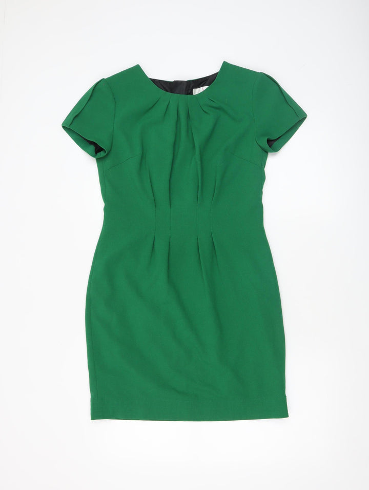Jasper Conran Women’s Green Sheath Dress Size 8 Short Sleeve Workwear