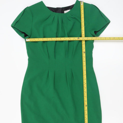 Jasper Conran Women’s Green Sheath Dress Size 8 Short Sleeve Workwear
