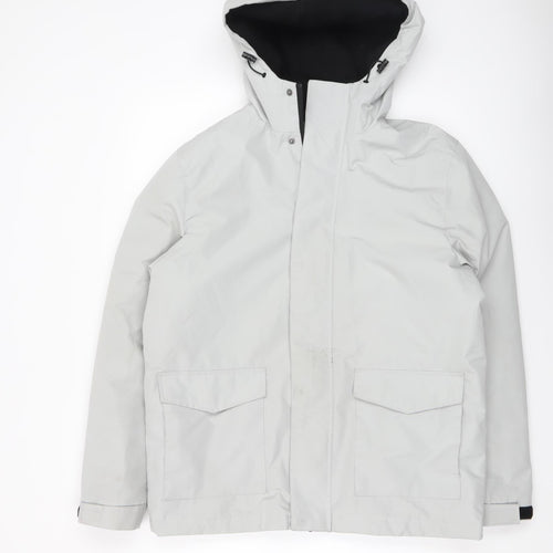 Primark Men's Grey Waterproof Hooded Parka Jacket Size Small